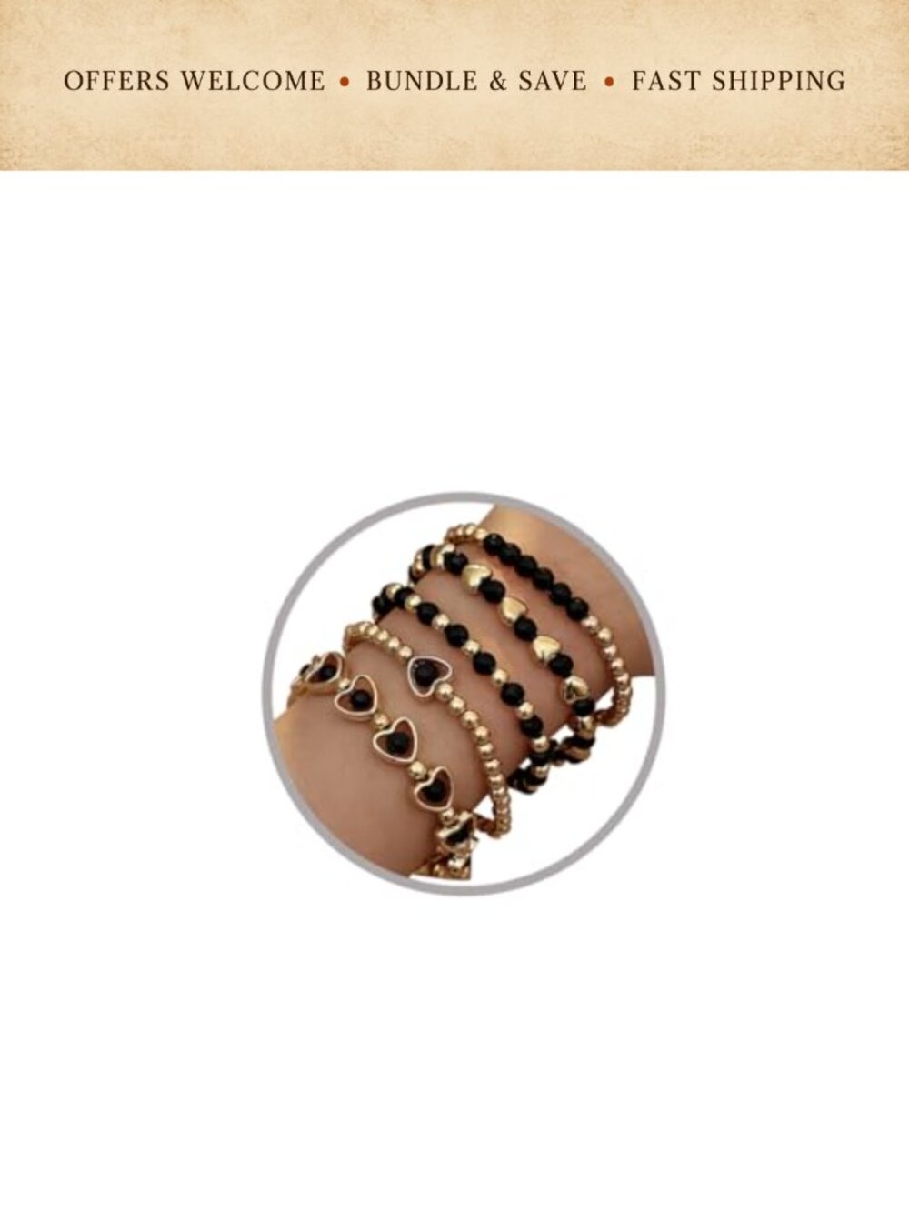 Heart Beaded Bracelet Set Gold Beaded Stackable Bracelets for Women